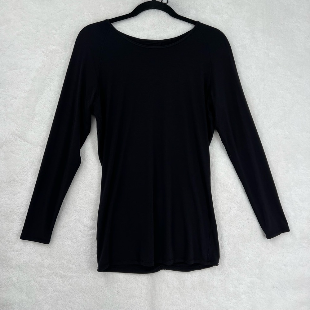 Lululemon Deep Stretch Long Sleeve Cinch MicroModal top Black Women Med 6/8 - Picture 4 of 11